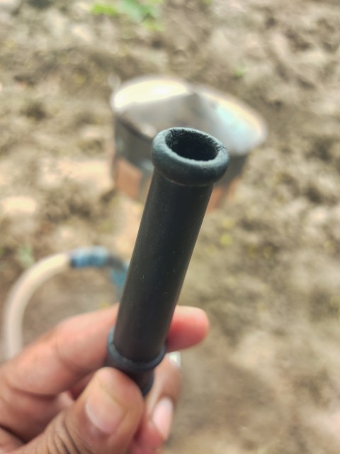 A native hookah pipe from which the hookah smoke is drawn