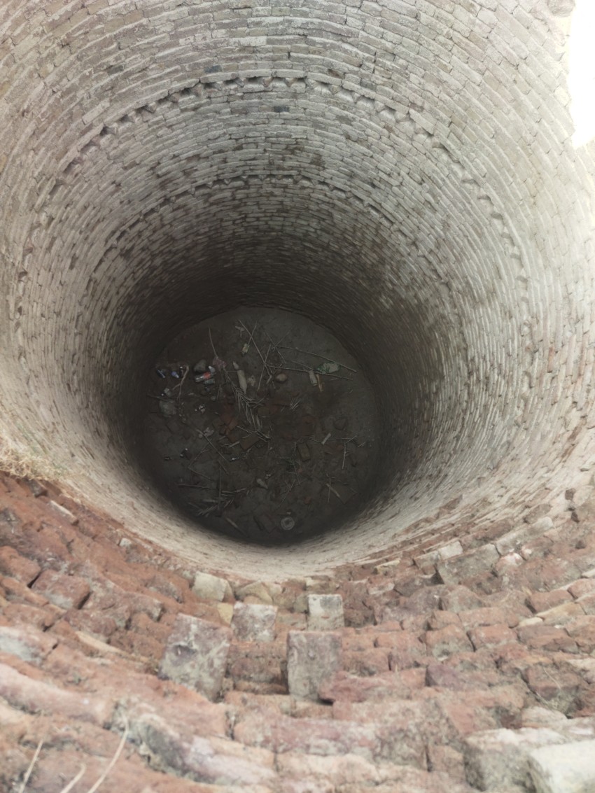 A very old well, bricks wall hole, kunwa stock image