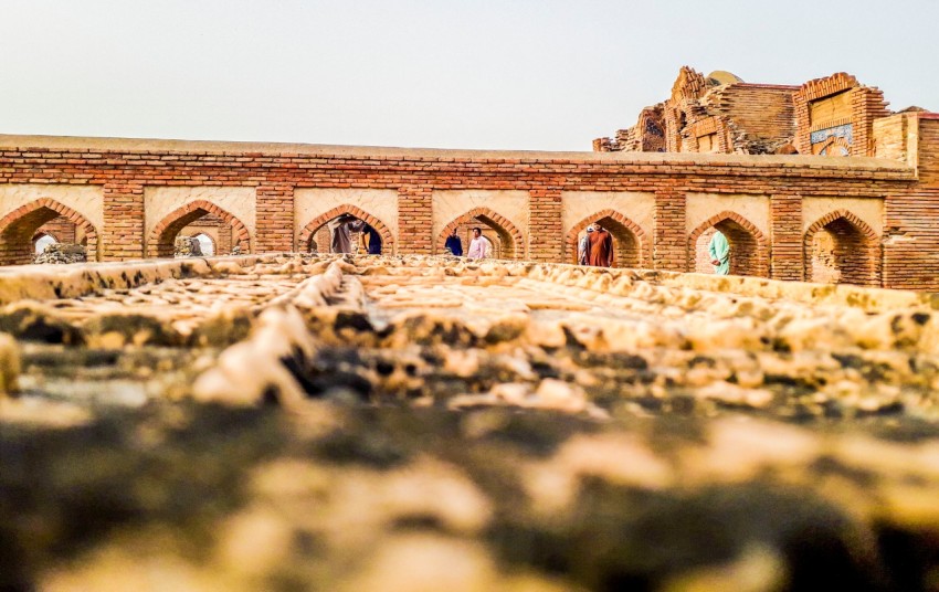 A view of a stone-built royal tomb in an ancient graveyard at Thatta Badin