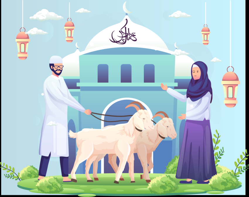 Bakra eid with masjid background