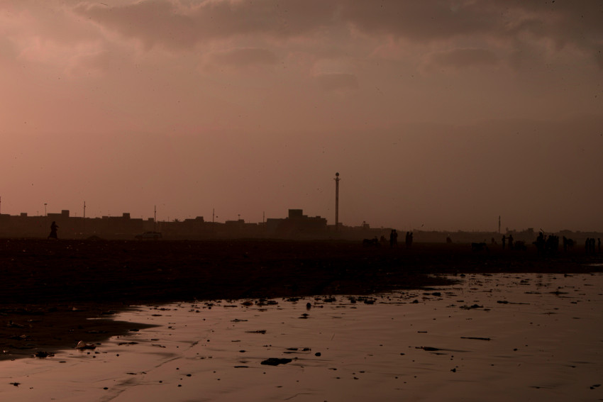 Beach at Sea View, Karachi with Wet Sand