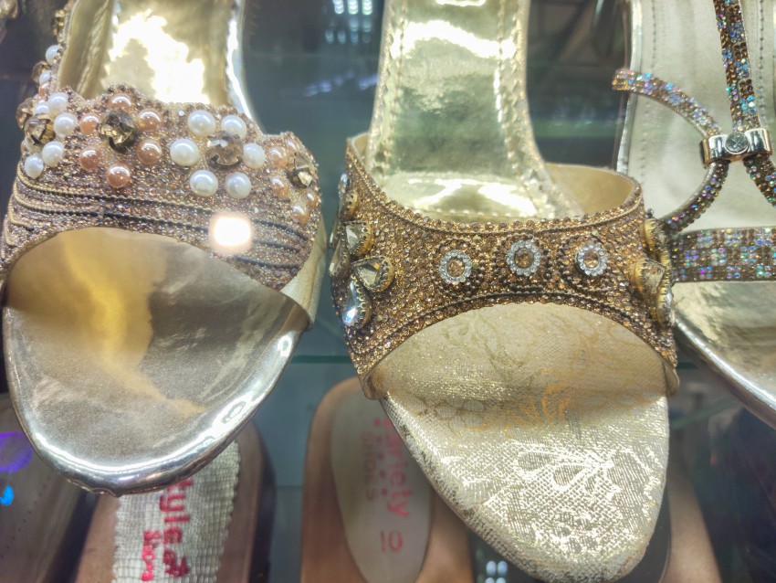 Beautiful view of beautiful beaded heel sandals for women