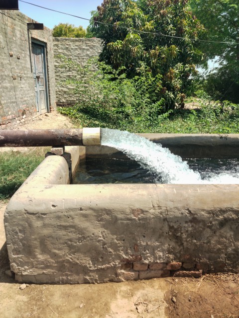 Clear and cool water coming out of boring tubewell