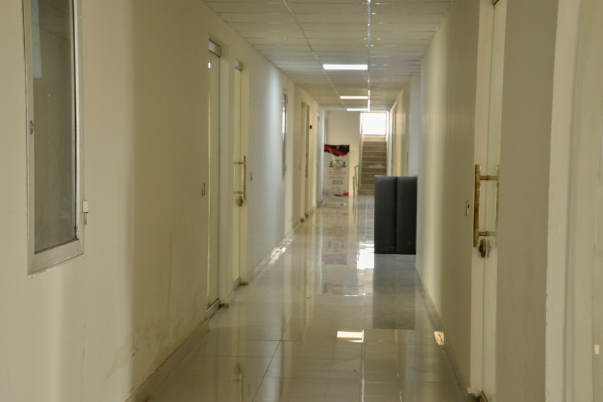 Corridor Glass Doors Marble Floor