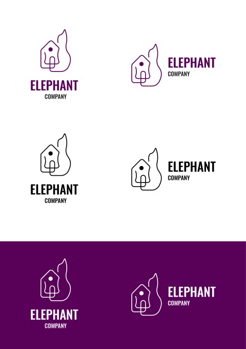 Elephant LOGO, Vector, flat icon, badges, labels, clip art, Line art style, Thin line design, Color design