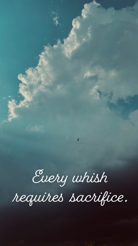 Every whish requires sacrifice.