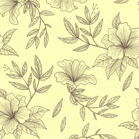Flower design with yellow background with leaf