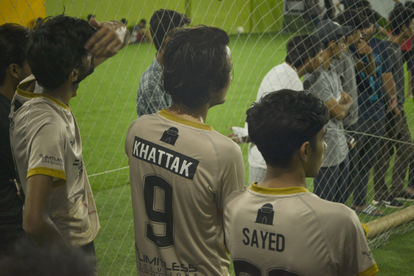 Futsal court Karachi team playing in a green floor ground night match