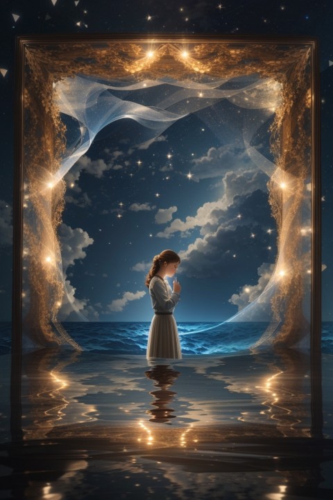 Infinite reflections within a mirror made, AI Image