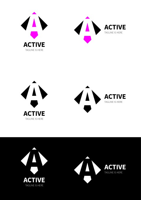 Latter A Logo, Vector, flat icon, badges, labels, clip art, Line art style, Thin line design, Color design,