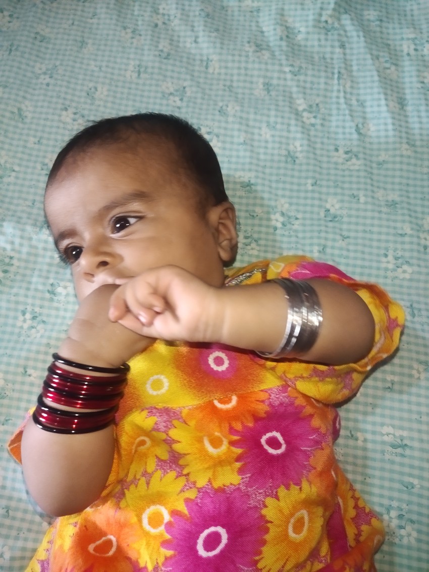 little girl, Newborn baby, Bangles in hands