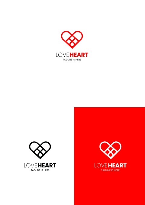 Love Heart Logo, Vector, flat icon, badges, labels, clip art, Line art style, Thin line design, Medical Logo