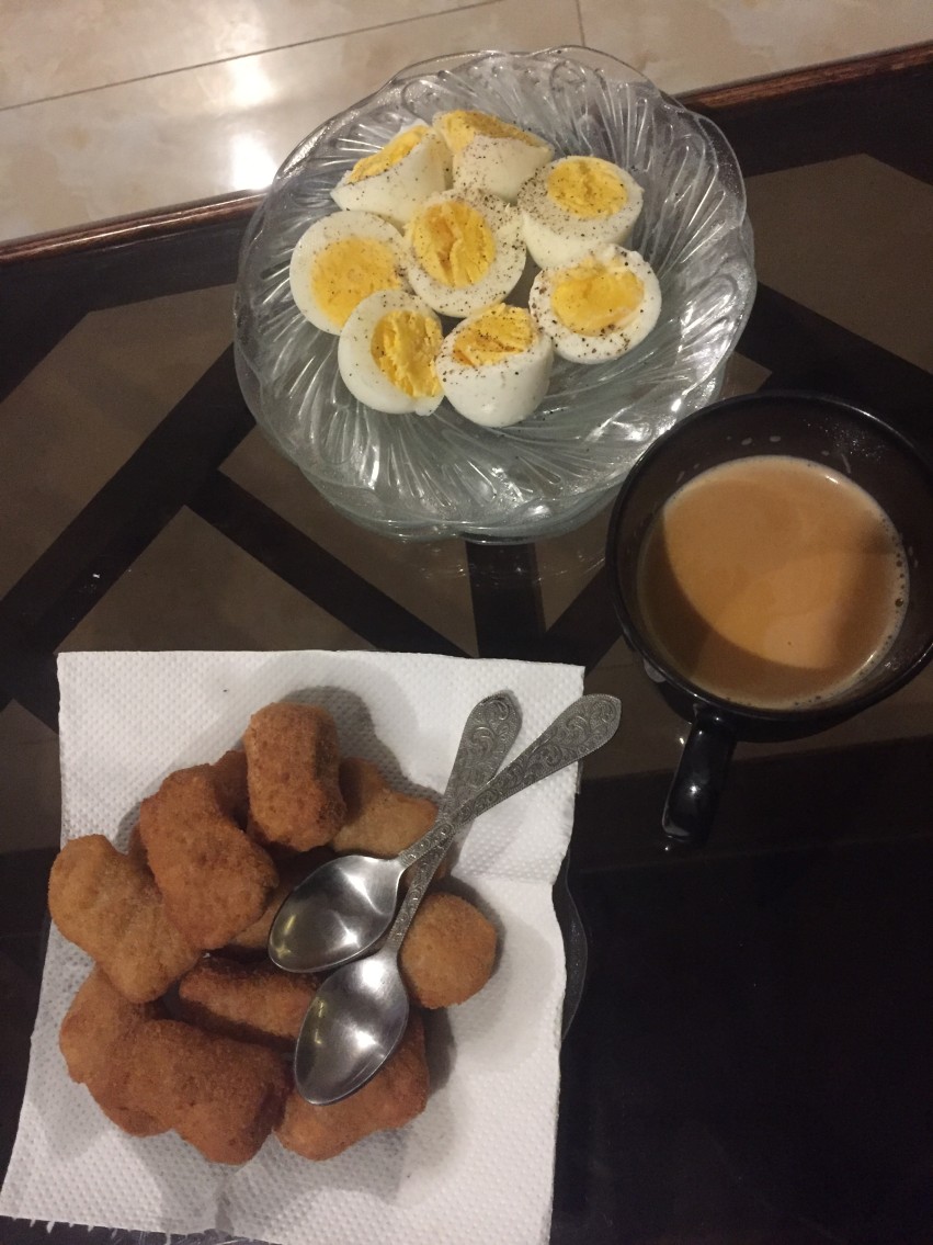 Nuggets & Boiled Eggs With Tea