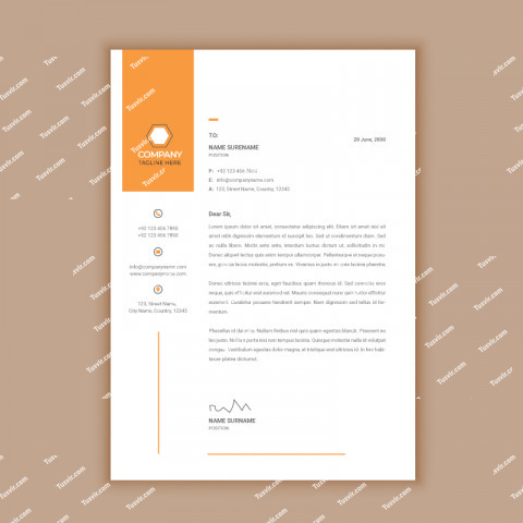 Orange Color Business Letterhead