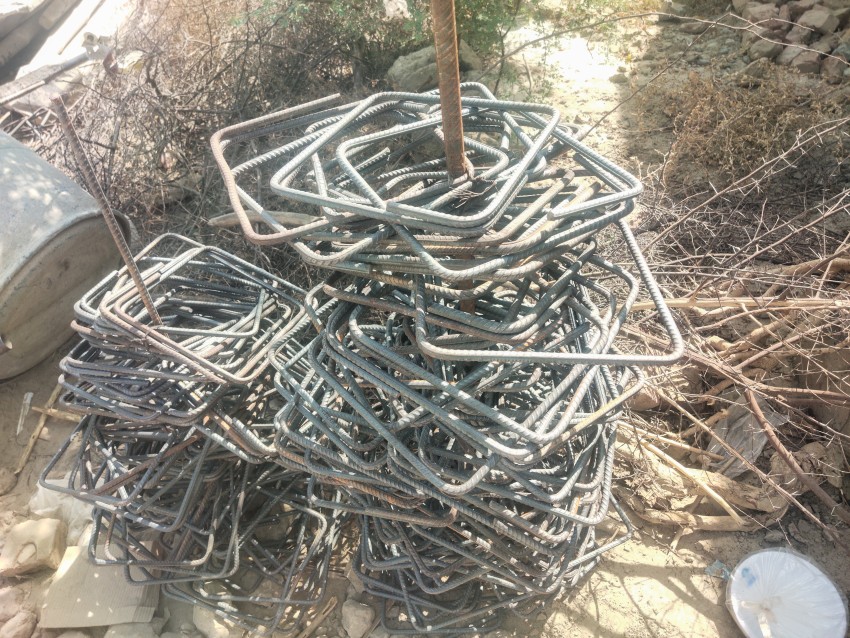 Pieces of iron pillar used for foundation, Iron rod ring