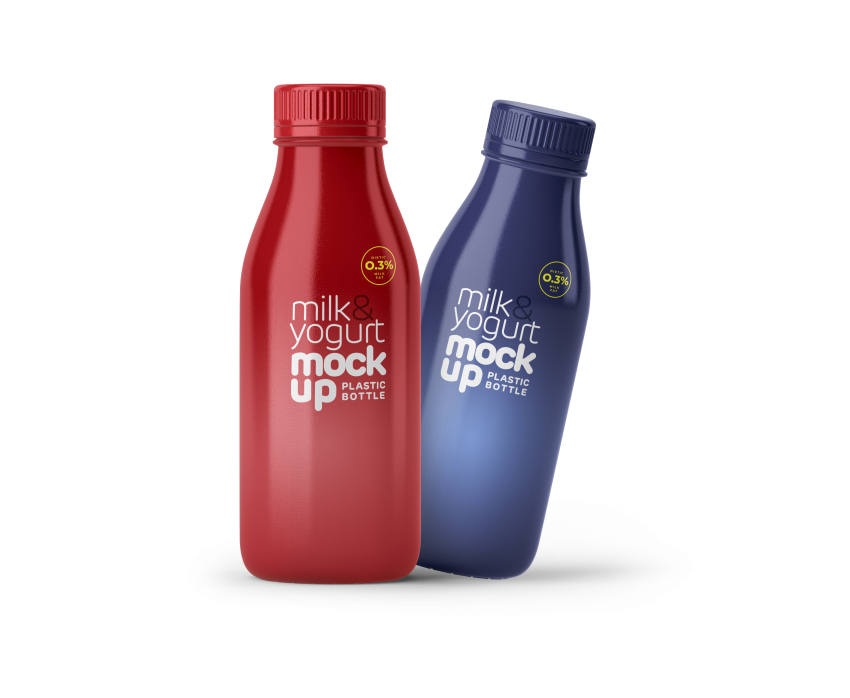 Plastic bottle-milk-dairy products mockup
