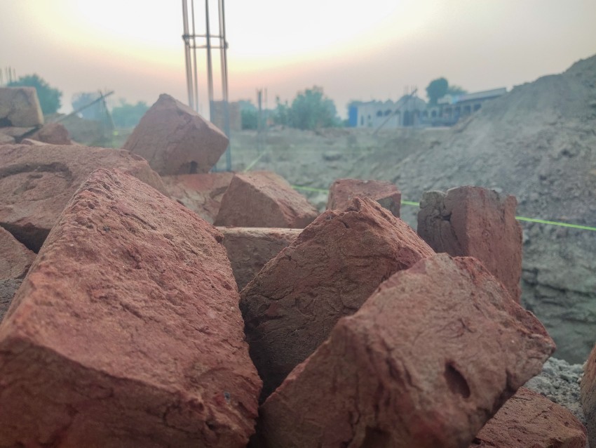 Red bricks used in the under construction project