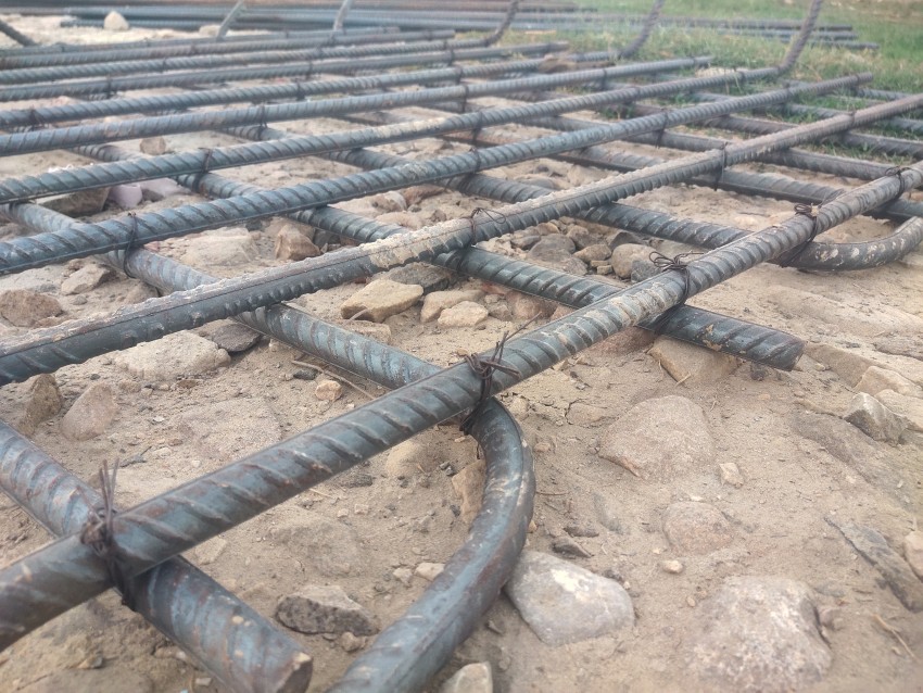 Reinforced Foundation for pouring concrete in the construction of a house on a plot of land