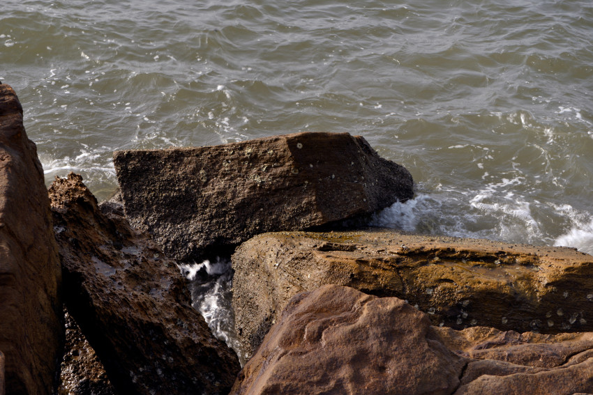 Rocks Barrier on Sea at Sea View, Karachi