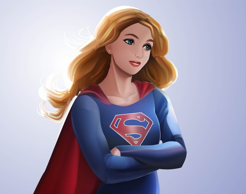 superhero girl standing vector illustration
