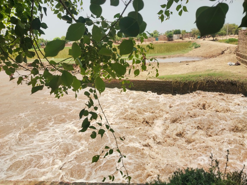 The water flow in the canal is quite fast