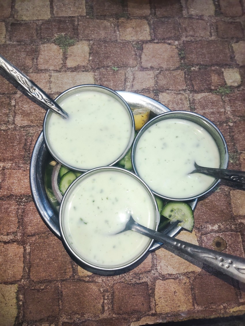Yogurt Chutney Raita Salad top view, vegetables stock footage